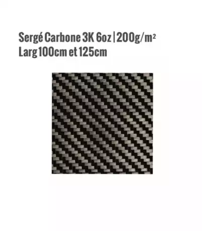 SERGE Carbone 3K 200G/M² LARG 100cm / 125cm - HEXCEL 43200