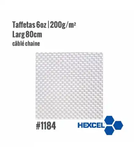 Tissu de verre Hexcel 1184  Taffetas 200g/m² Larg 80cm