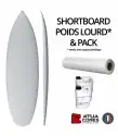 Shortboard poids lourds pack tissus de verre et résines