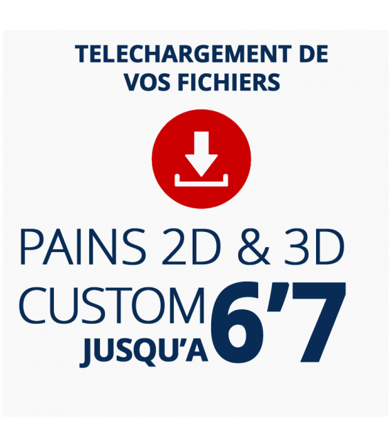 Téléchargez vos fichiers de découpe 2D ou pré shape 3D de pains surf custom jusqu'à 6'7