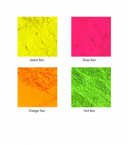 Pigments FLUO jaune rose bleu vert