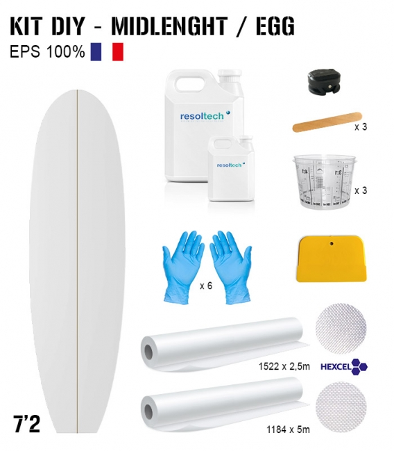 Kit diy suf midlenght egg 7'2 polystyrène